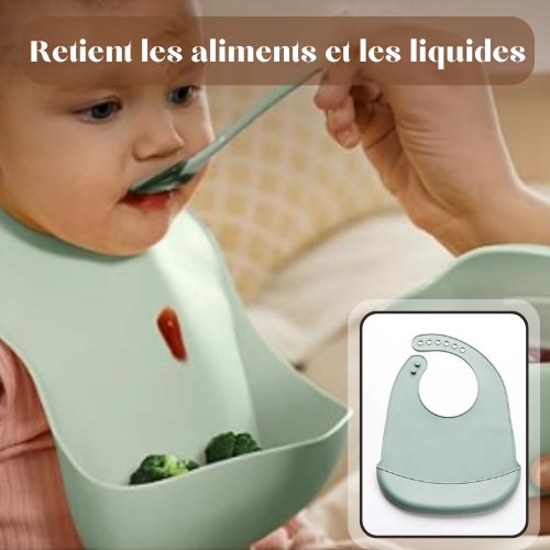 Bavoir-bébé-Ajustable-silicone-vert